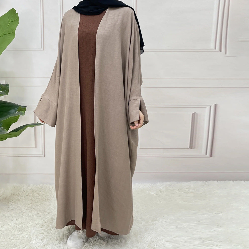 Muslim Two-tone Plain Long Sleeve Dress Dresses
