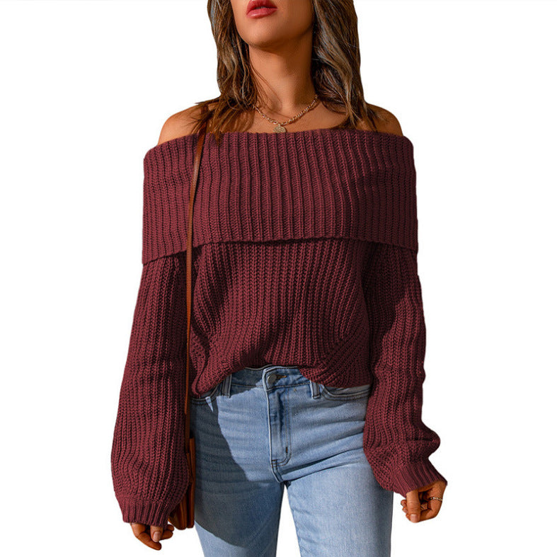 Women's Winter Solid Color Loose-fitting Elegant Temperament Sweater