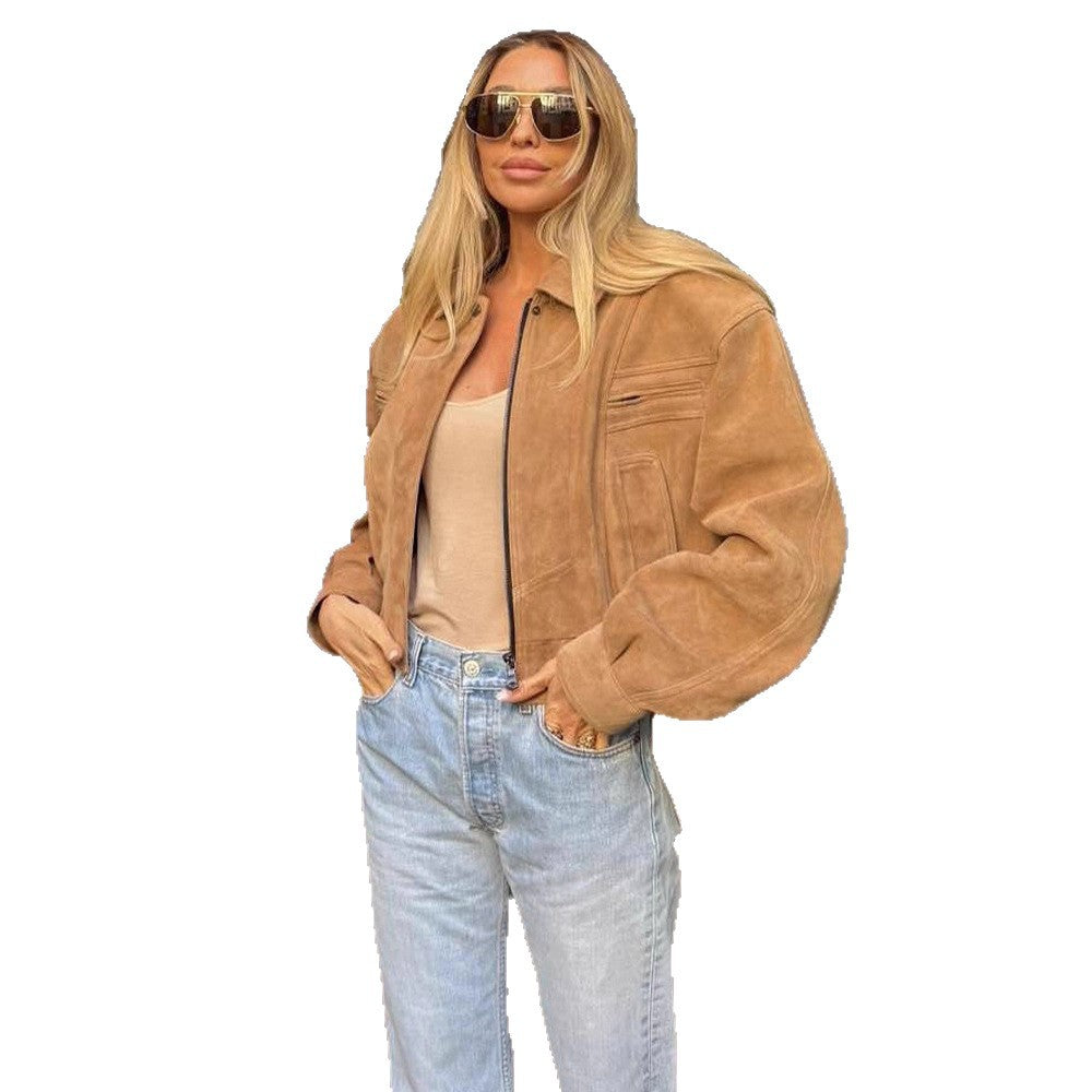 Fashionable Retro Solid Color Early Autumn Coats