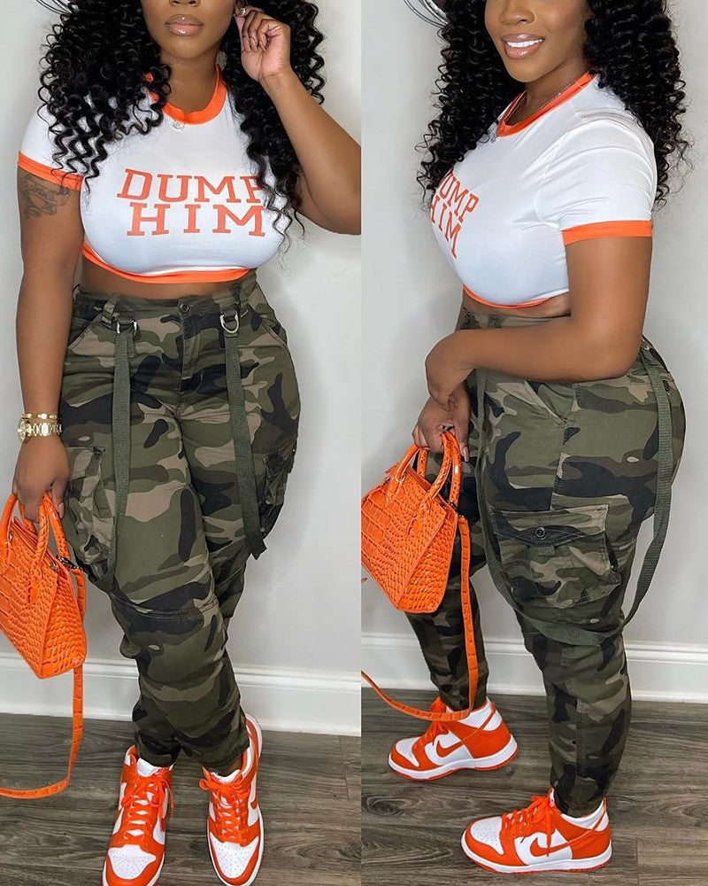 Comfortable Graceful Street Fashion Camouflage Overalls Pants