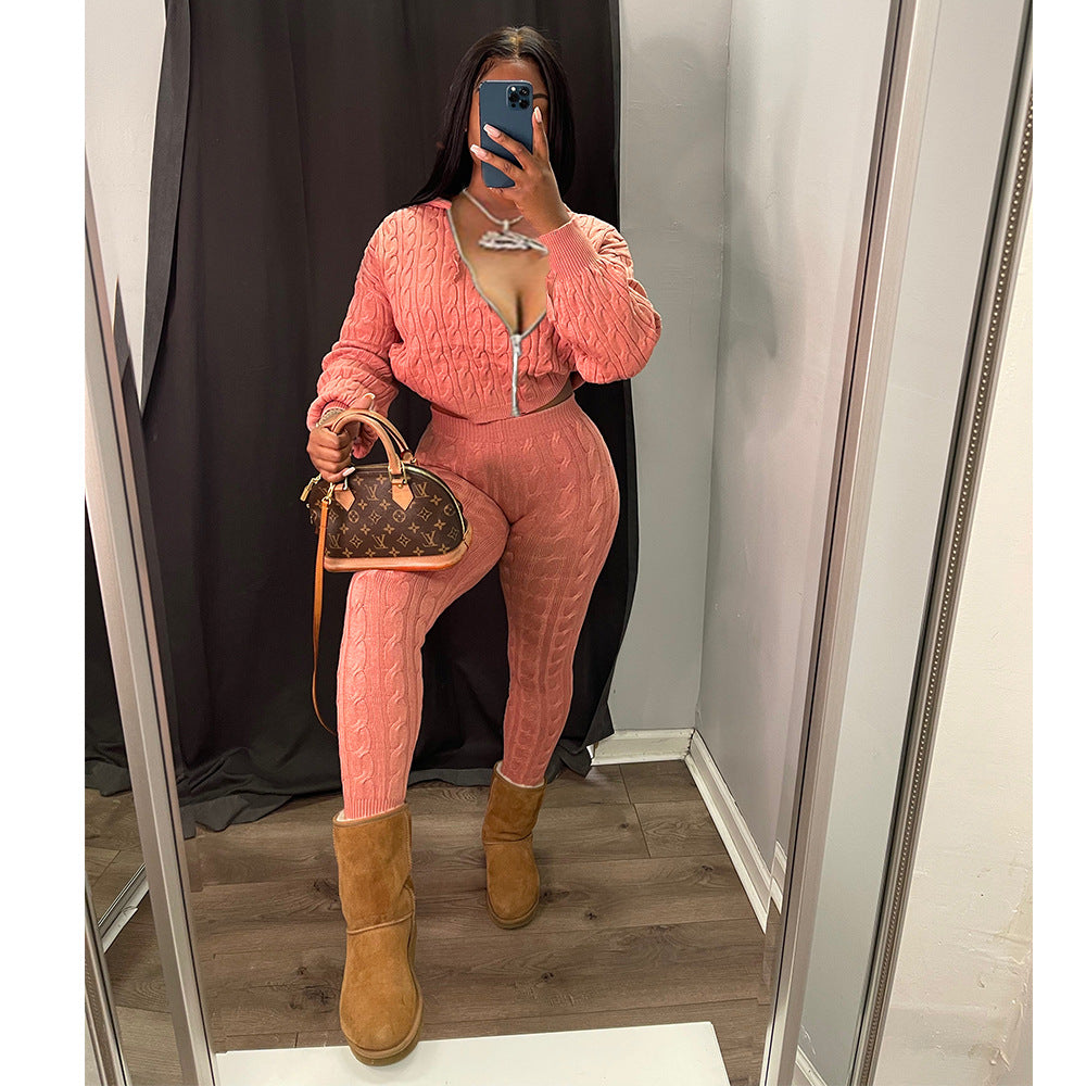 Innovative Women's Personality Zipper Set Two-piece Fashion Casual Suit