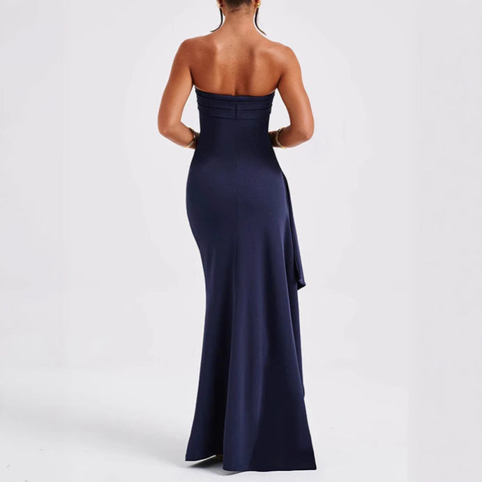 Women's Summer Sexy Tube Fashionable Slim High Slit Dress