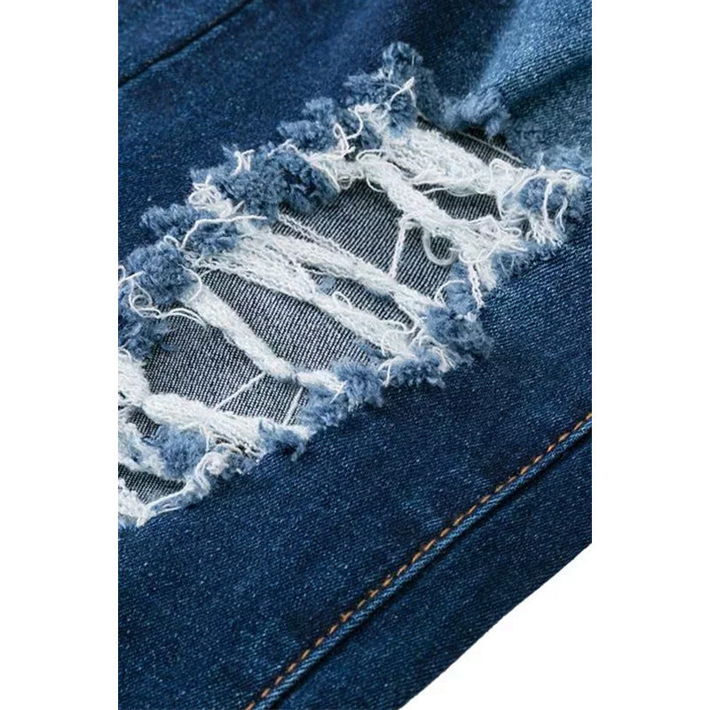 Unique High Elastic Ripped Waist Flared Jeans