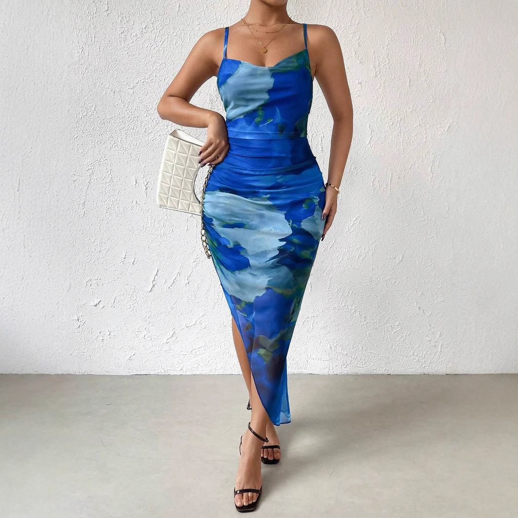 Women's Summer Sleeveless Floral Print Seaside Holiday Dresses