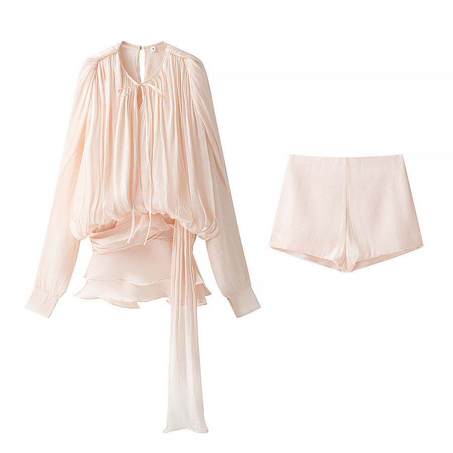 Women's Elegant Pleated Mesh Puff Sleeve Dresses