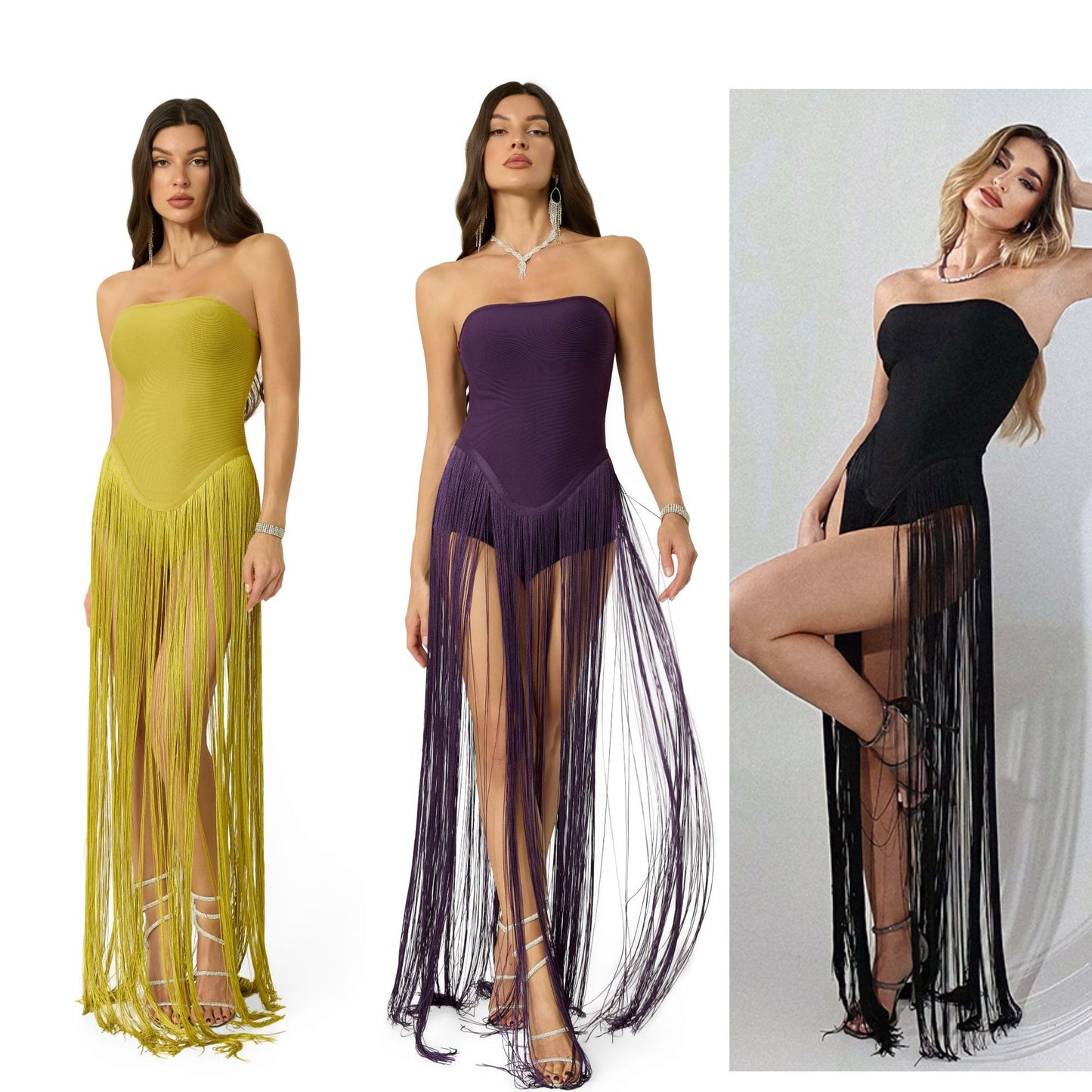 Women's Dignified Sense Of Design Tassel Stitching Tube One-piece Summer Tops