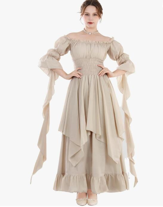 Medieval Halloween Revival Dress Tied Waist Dresses
