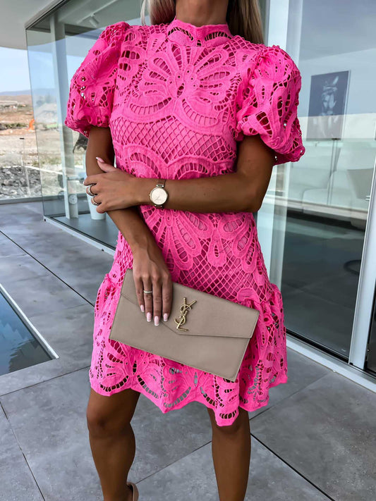 Sexy Hollow Water-soluble Lace Temperament Commute Dresses