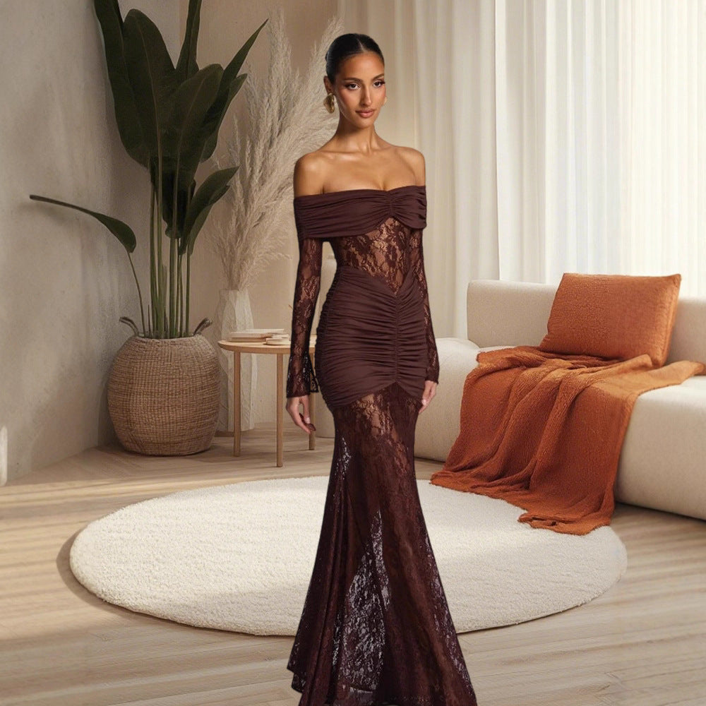Sexy Cutout Long-sleeved Fishtail Long Dress Dresses