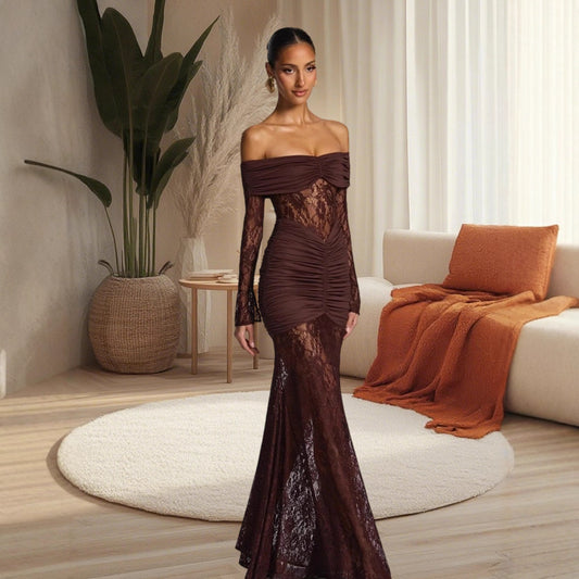 Sexy Cutout Long-sleeved Fishtail Long Dress Dresses