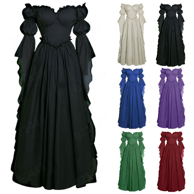Women's Medieval Court Retro Stage Performance Long Dress