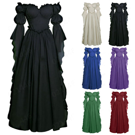 Women's Medieval Court Retro Stage Performance Long Dress