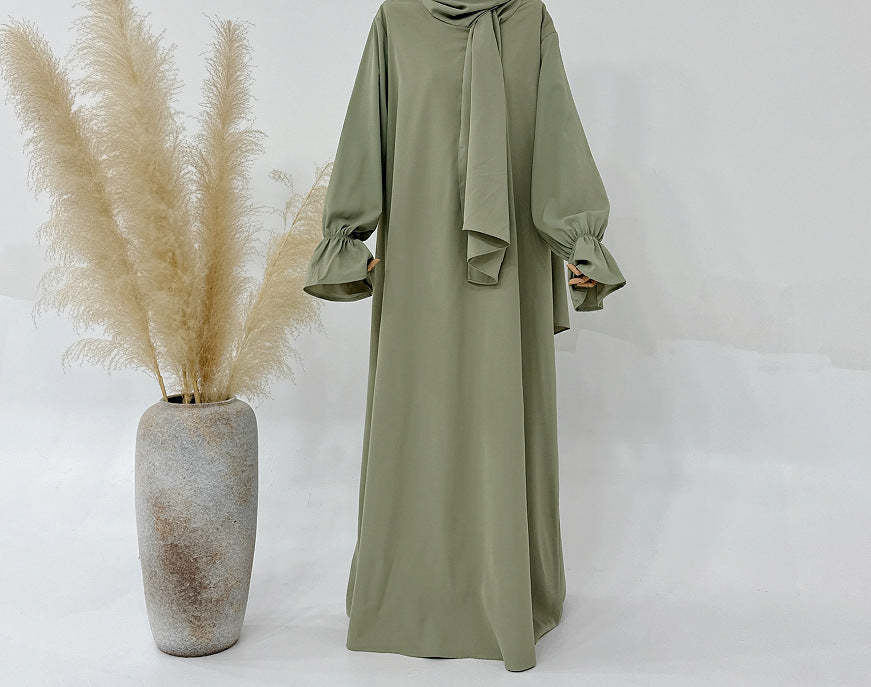 Turkey Solid Color Small Horn Sleeve Dresses