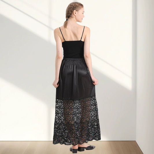 Rhinestone Milk Fiber Lace Temperament Long Skirts