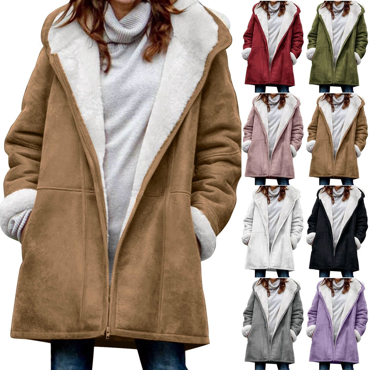 Women's Casual Loose Veet Thickened Solid Color Coats