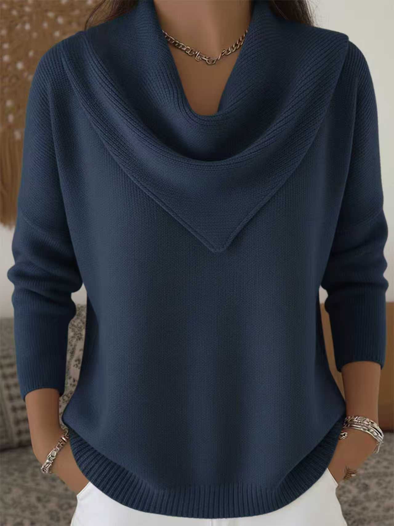 Slouchy Versatile Women's Solid Color Long-sleeved Sweater