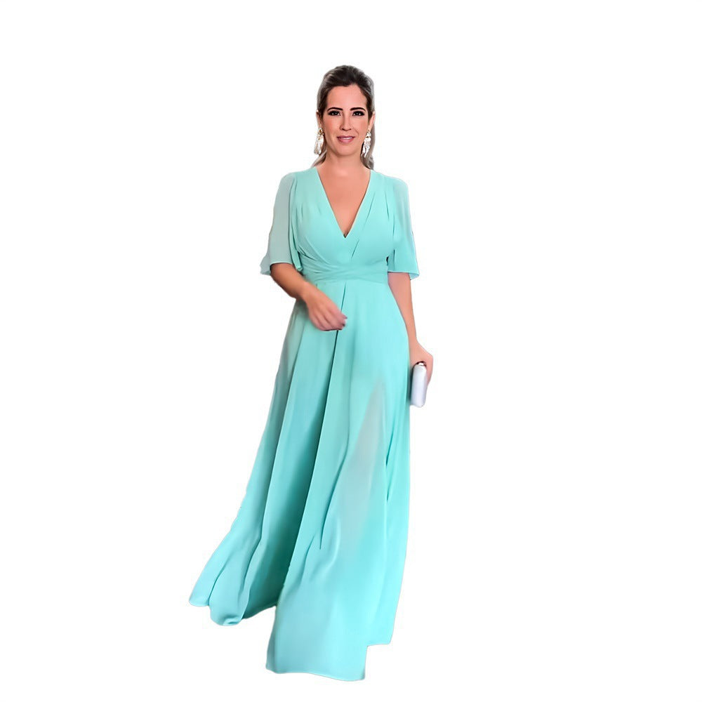 Fashion Split Temperament Pure Color Long Style With Dress