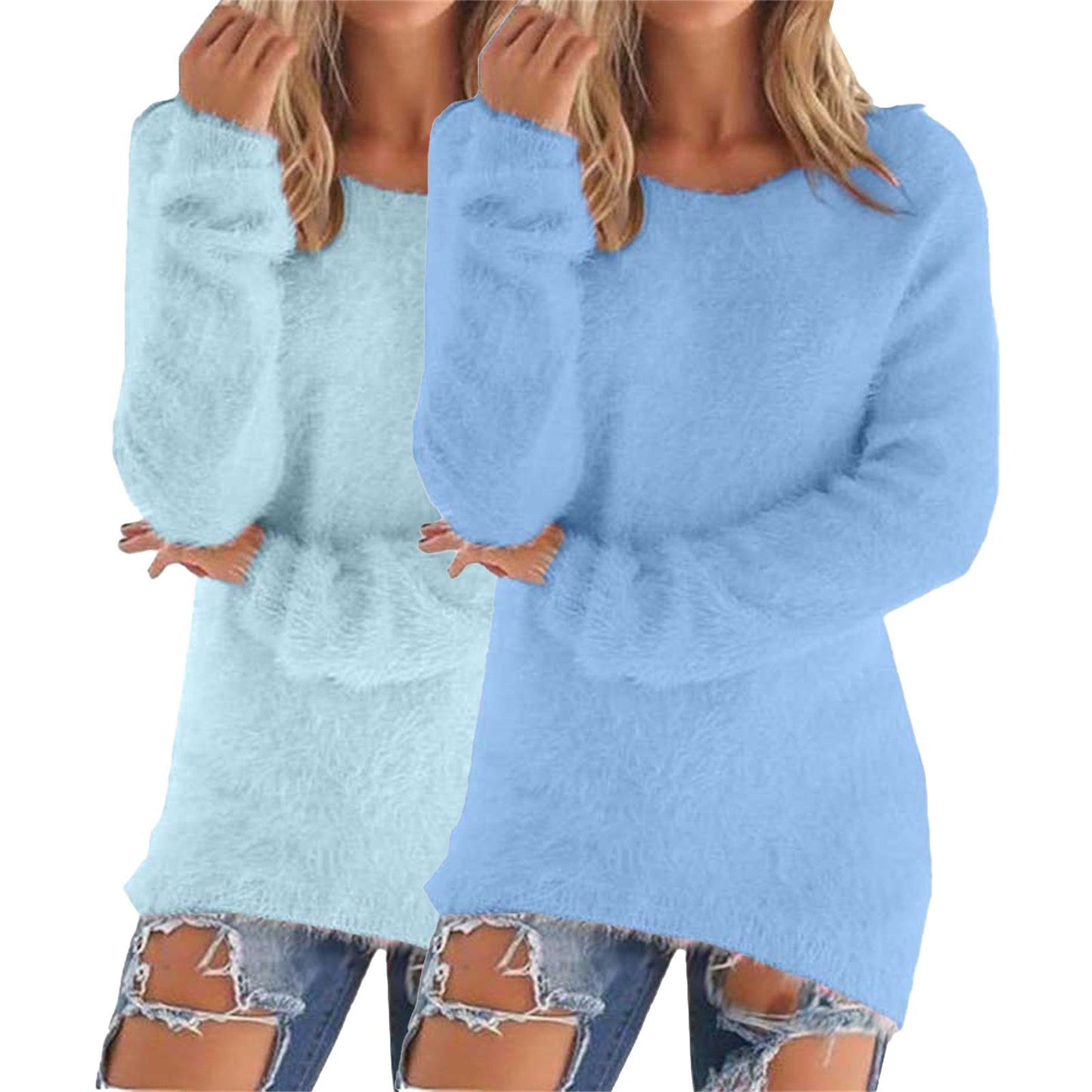 Women's Fashion Wear Winter Round Neck Fleece Sweater