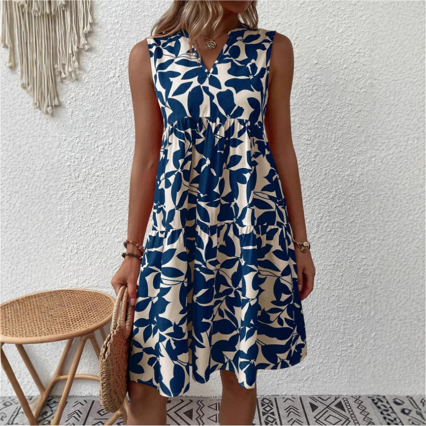 Women's Bohemian Fashion Loose Pleated Print For Dress