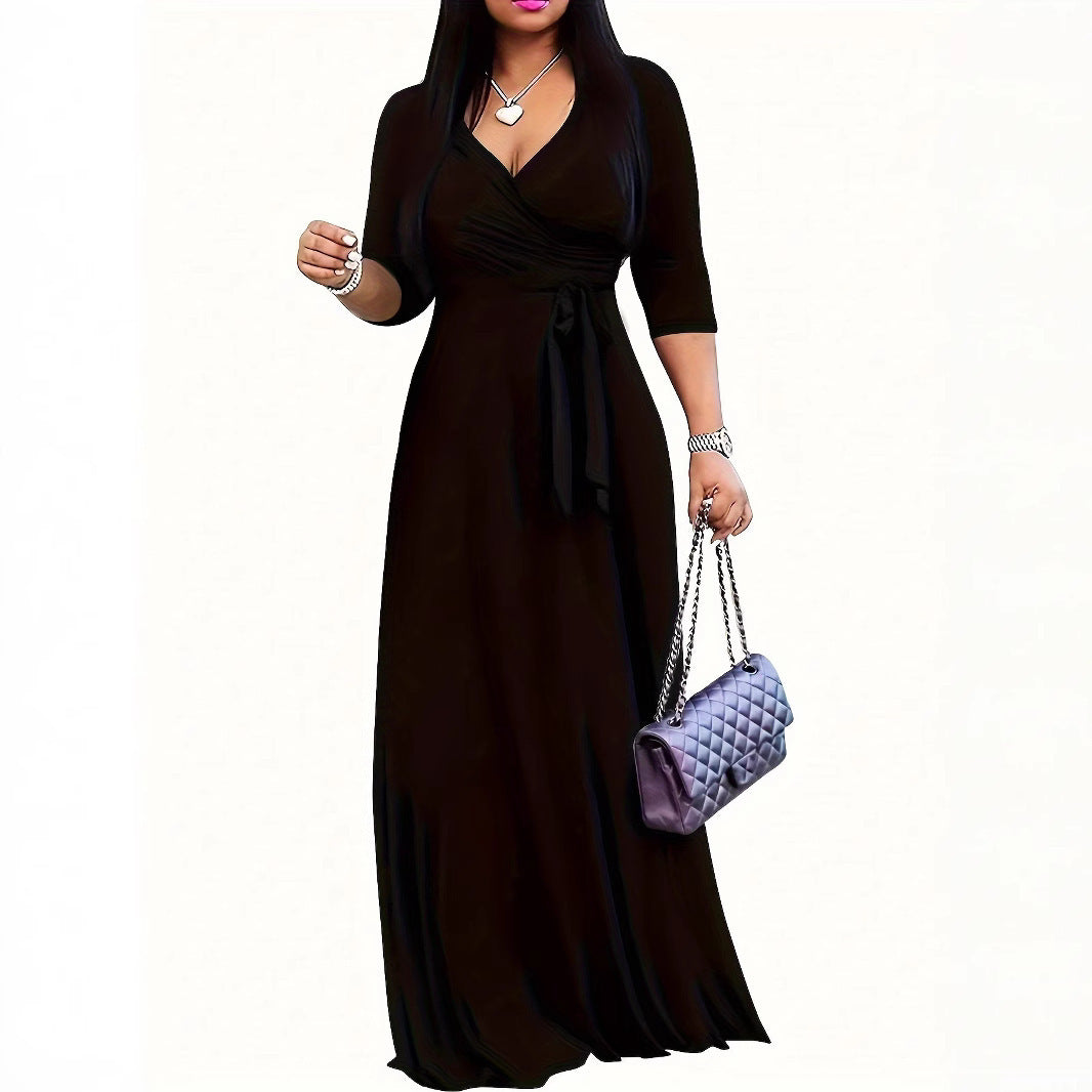 Glamorous Classic Women's Autumn Wave Pattern Dress