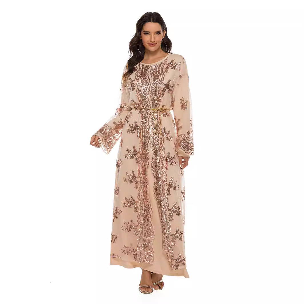 High Density Sequin Embroidery Long Elegant Dress