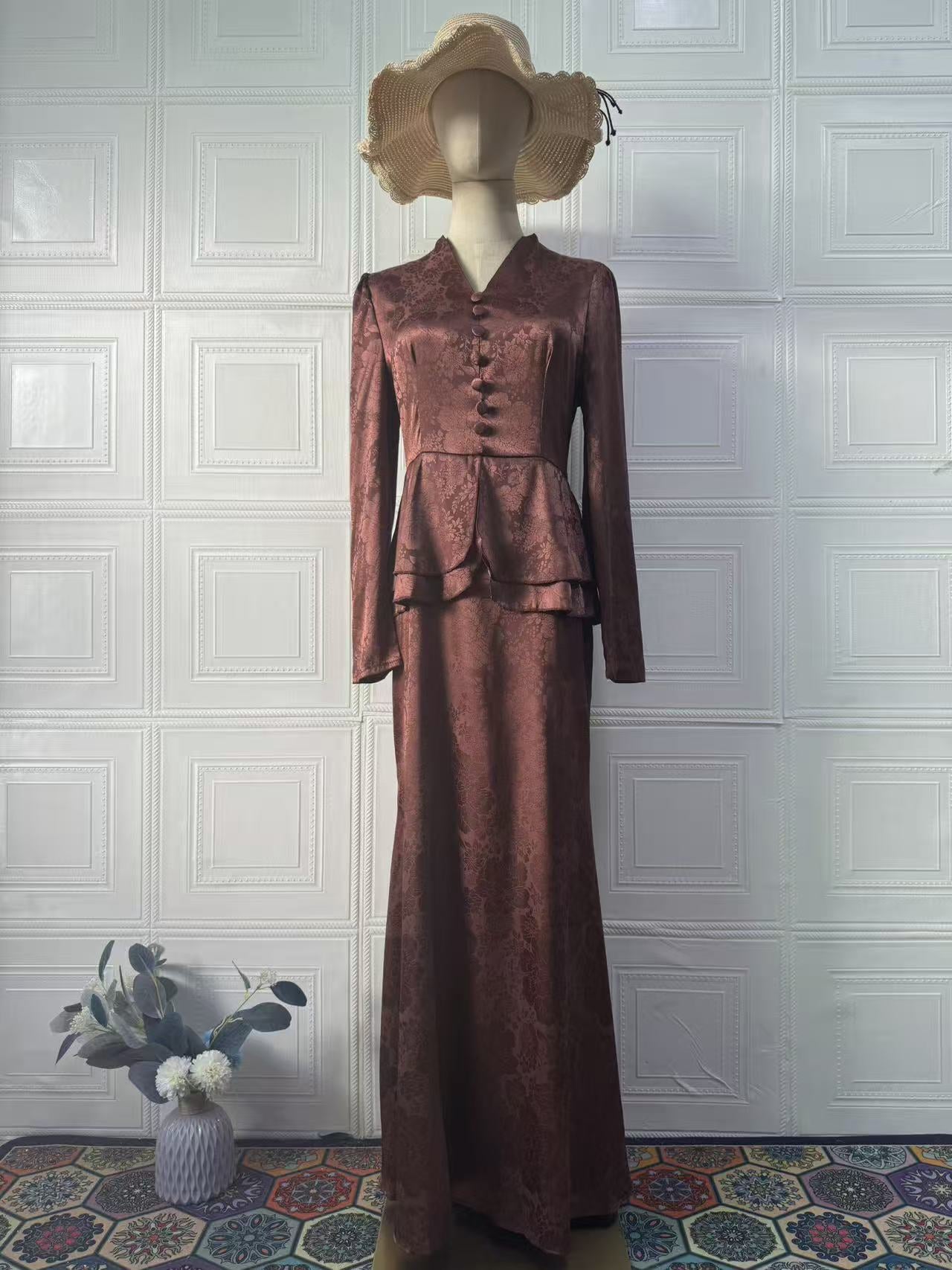 Women's Elegant Retro Long Sleeve Slim Fit Dresses