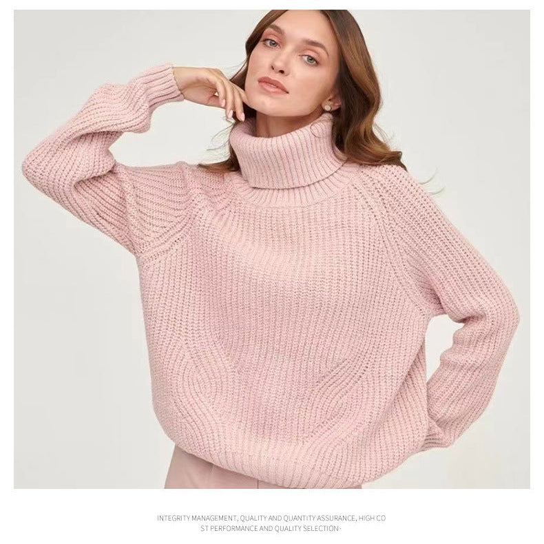 Women's Knitted Loose Thickened Solid Color Casual Sweaters
