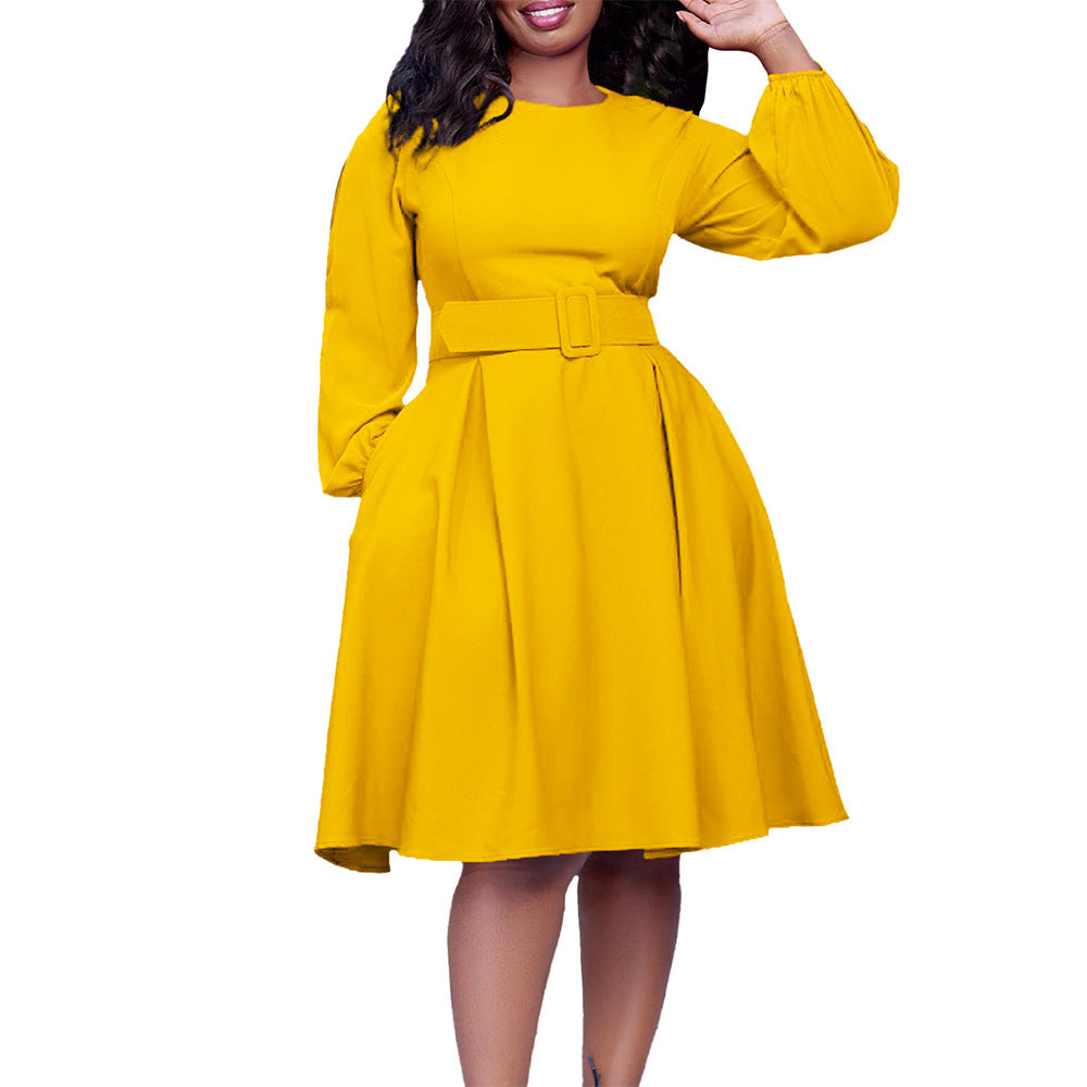 Women's Belt African Wear Long Sleeve Elegant Dress