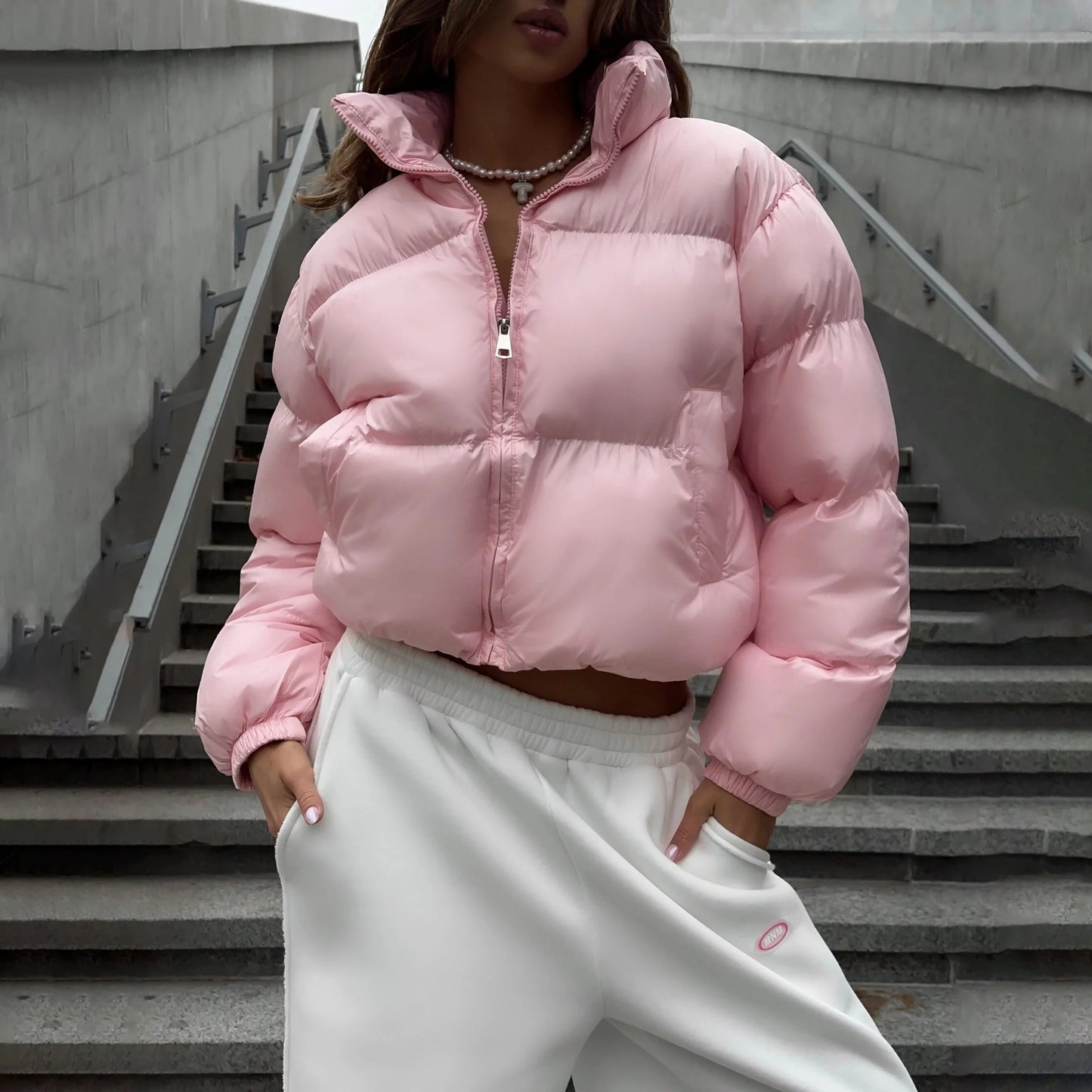 Women's Solid Color Basic For Thickened Warm Quilted Trendy Coats