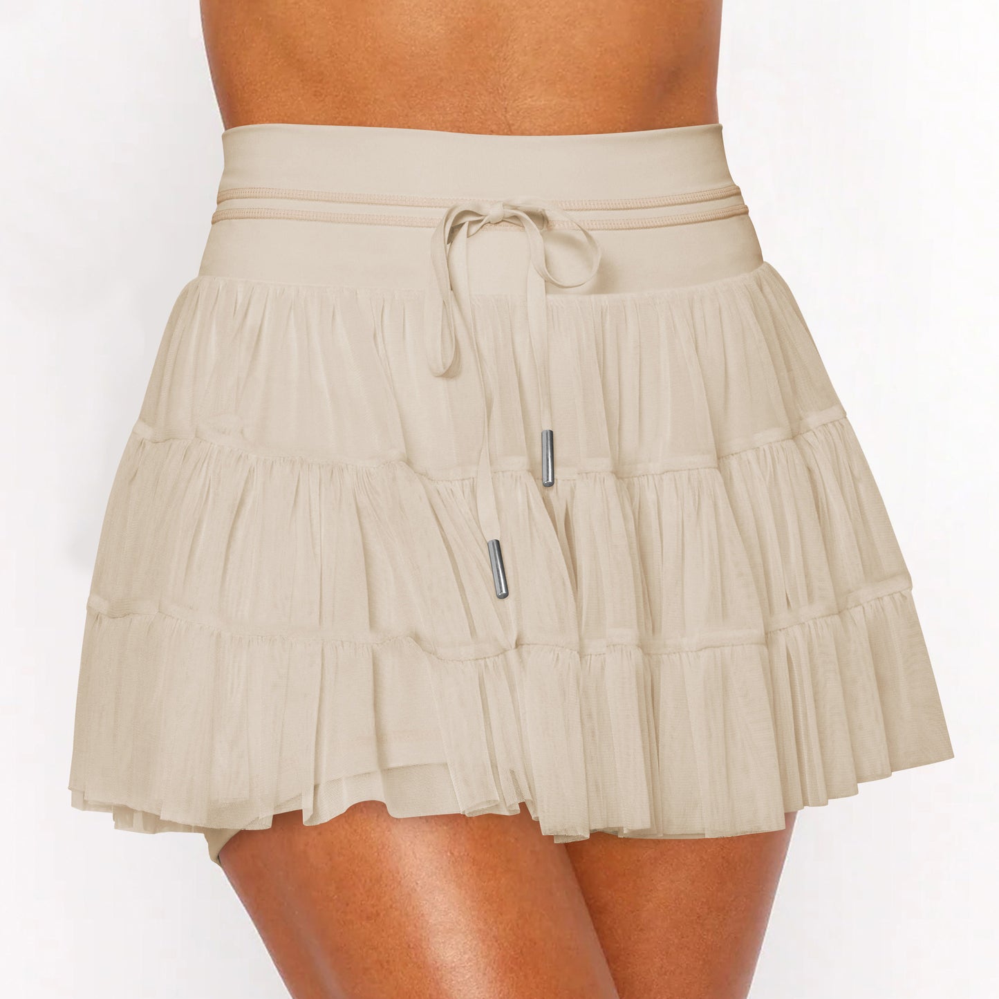 Safety Lace Up Mesh Pleated Summer Skirts