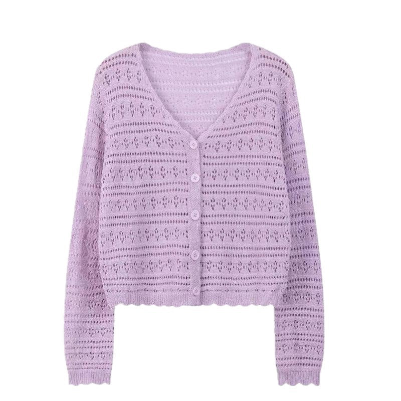 Women's Summer Solid Color Thin Hollow Shawl Women's Sweater