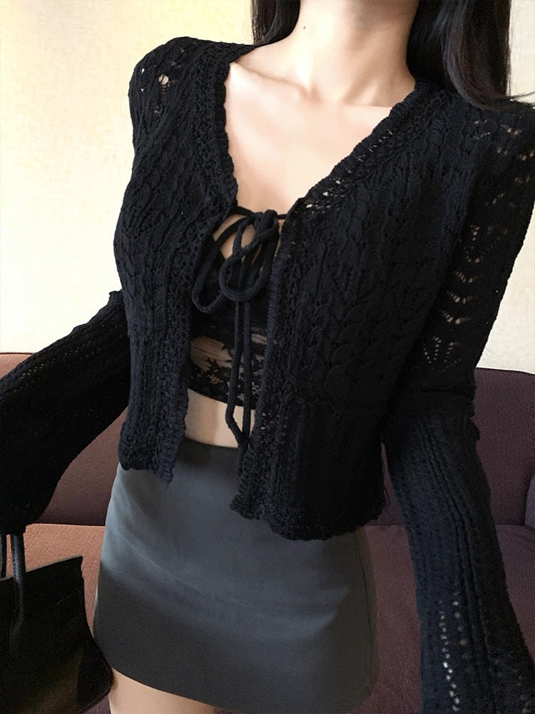 Women's Simple Style Solid Color Hollow Spring Collar Tops