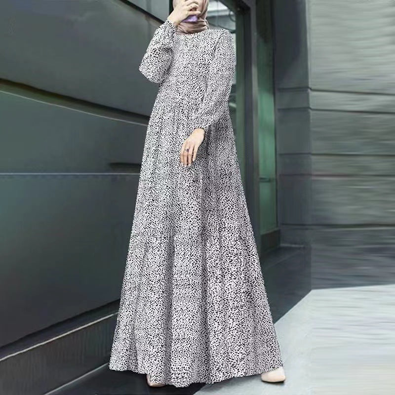 Comfort Casual Polka Dot Long Sleeve Pullover Loose Dress