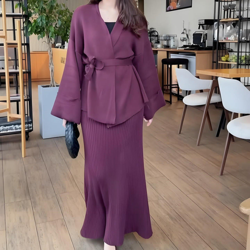 Wide Sleeve Temperament High Waist Half-length Suits