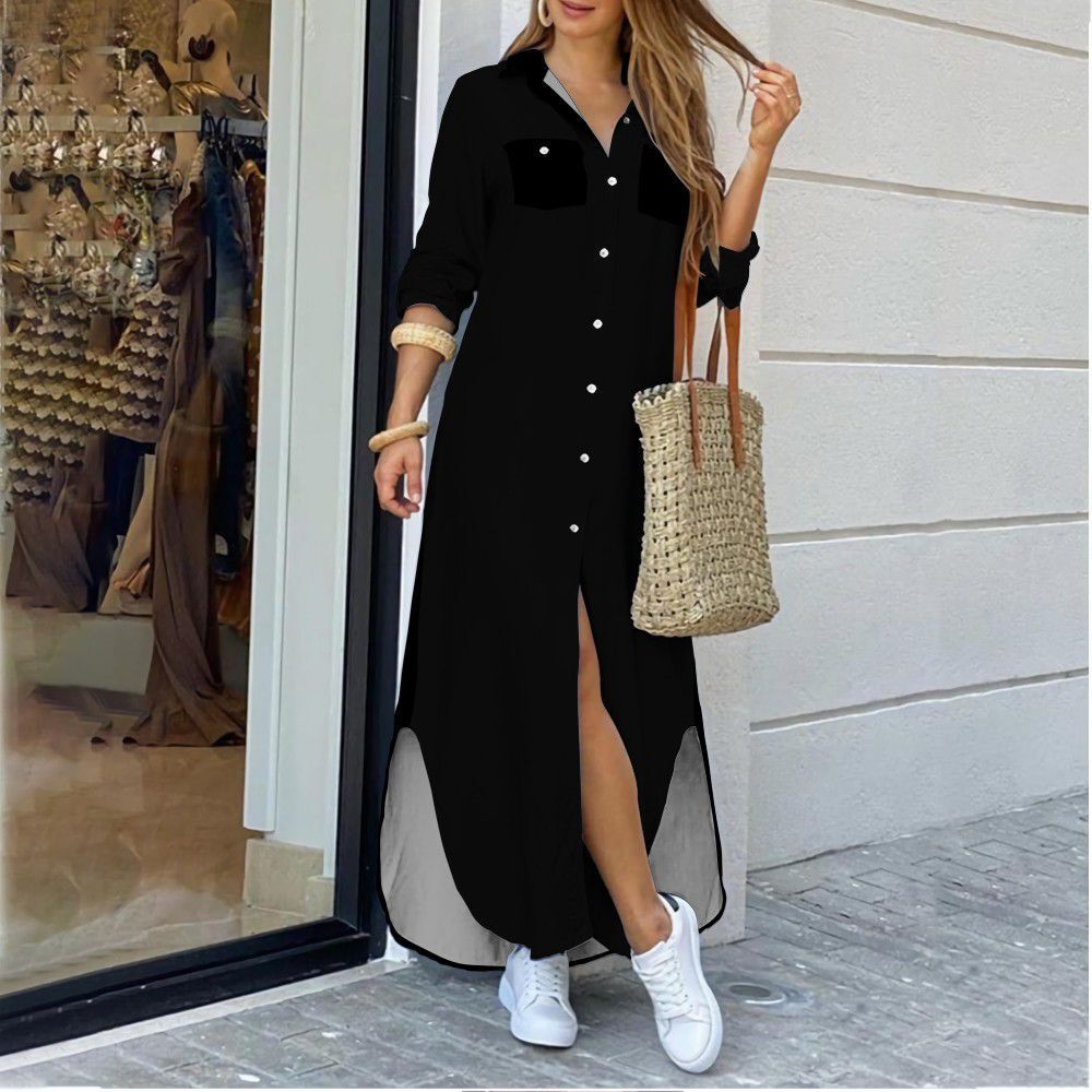 Comfortable Women's Fashion Sexy Print Shirtdress Dress