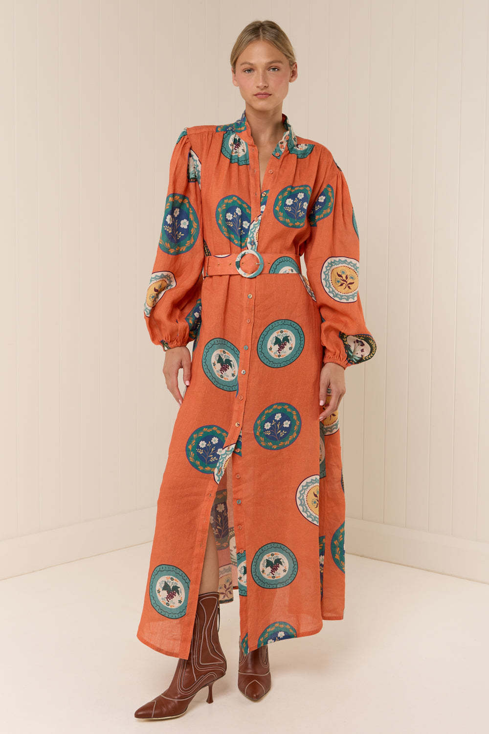Unique Casual Fashion Belt Linen Long Dresses