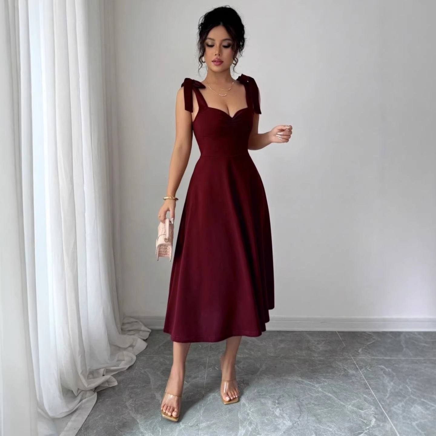 Women's Elegant Solid Color Strap Formal Dress