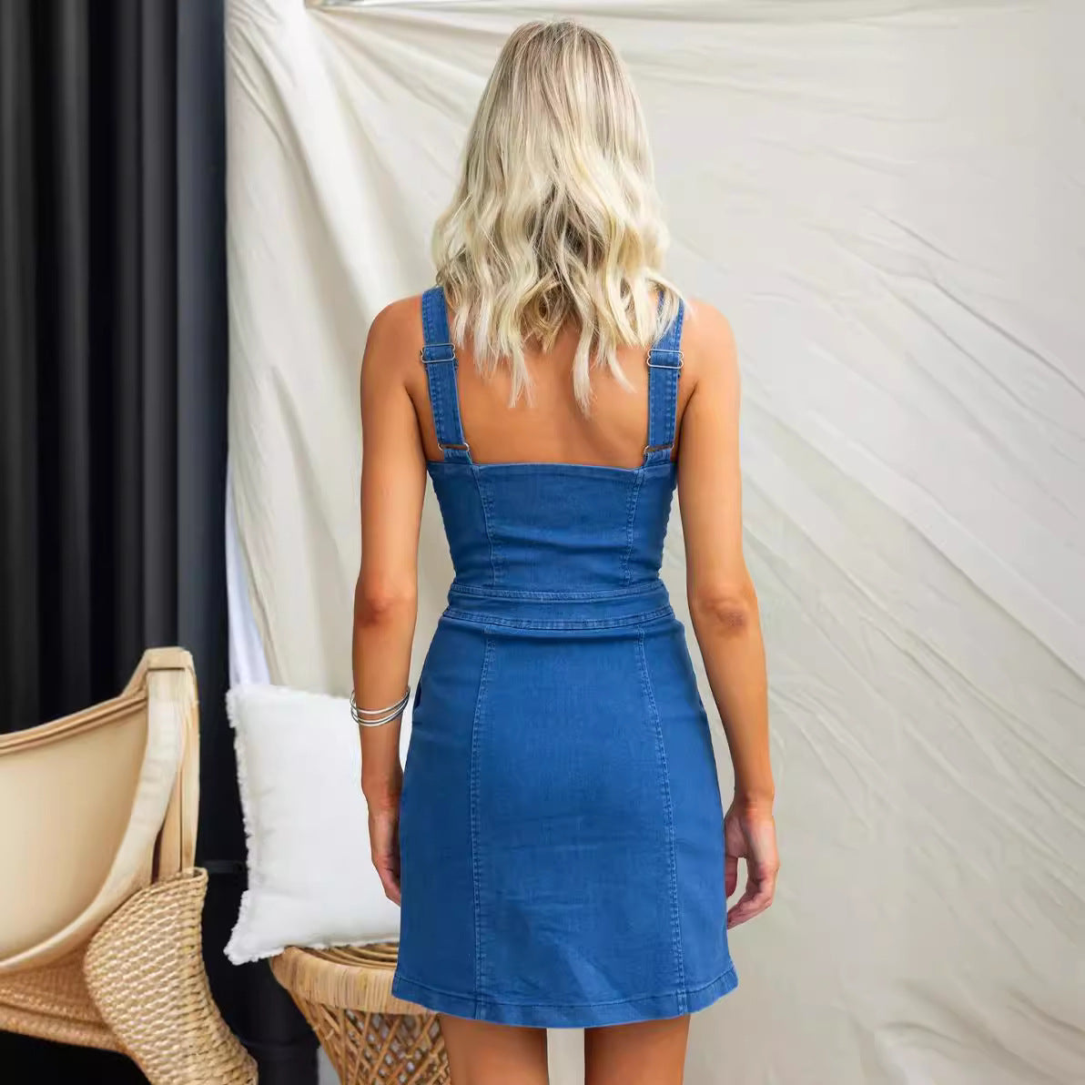 Women's Fashion Casual Slim Fit Denim Sleeveless Dresses