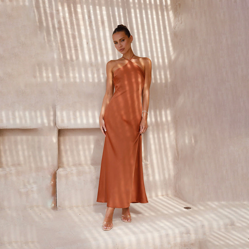 Women's Sexy Solid Color Slim Sleeveless Backless Dresses
