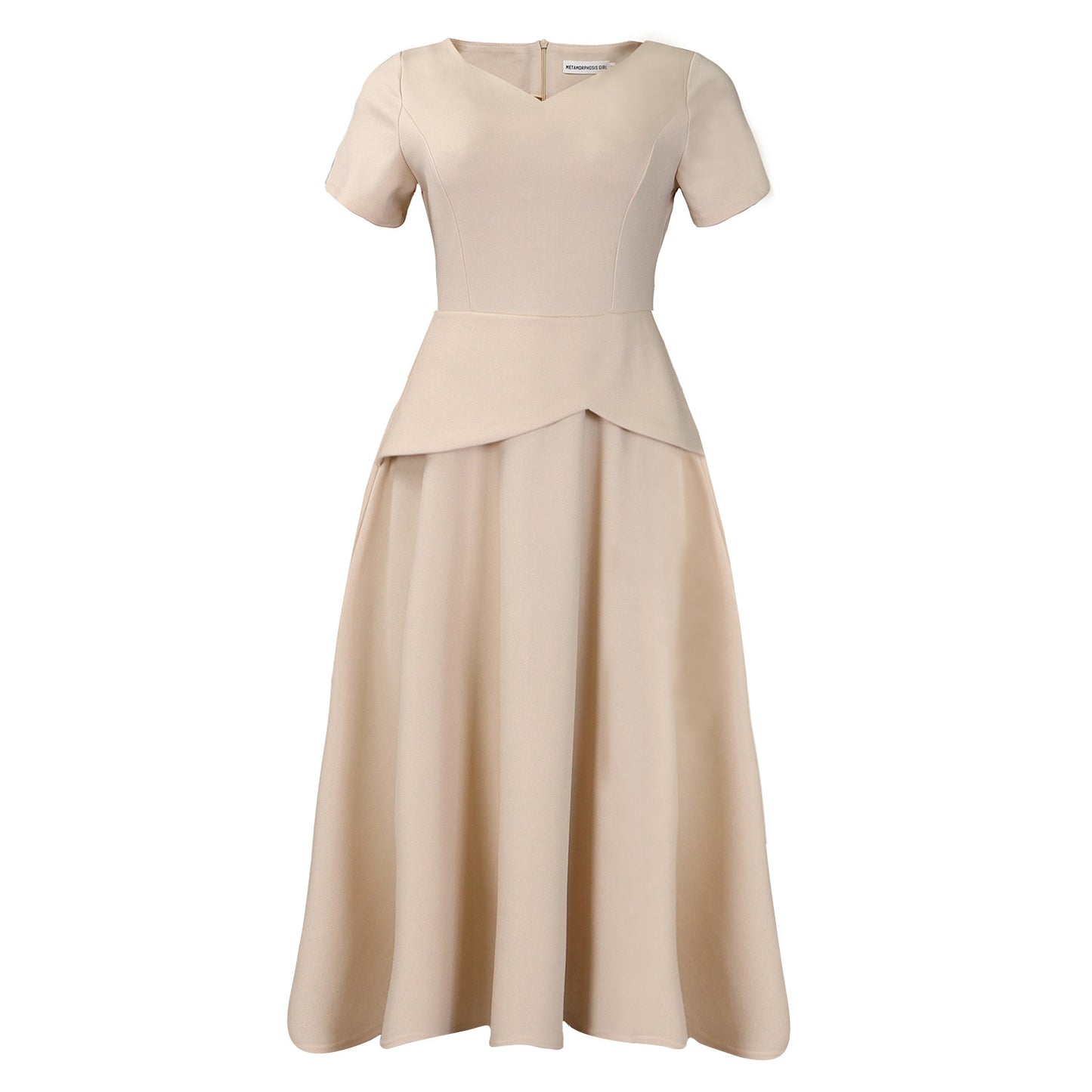 Solid Color Sleeve A- Line Large Dresses