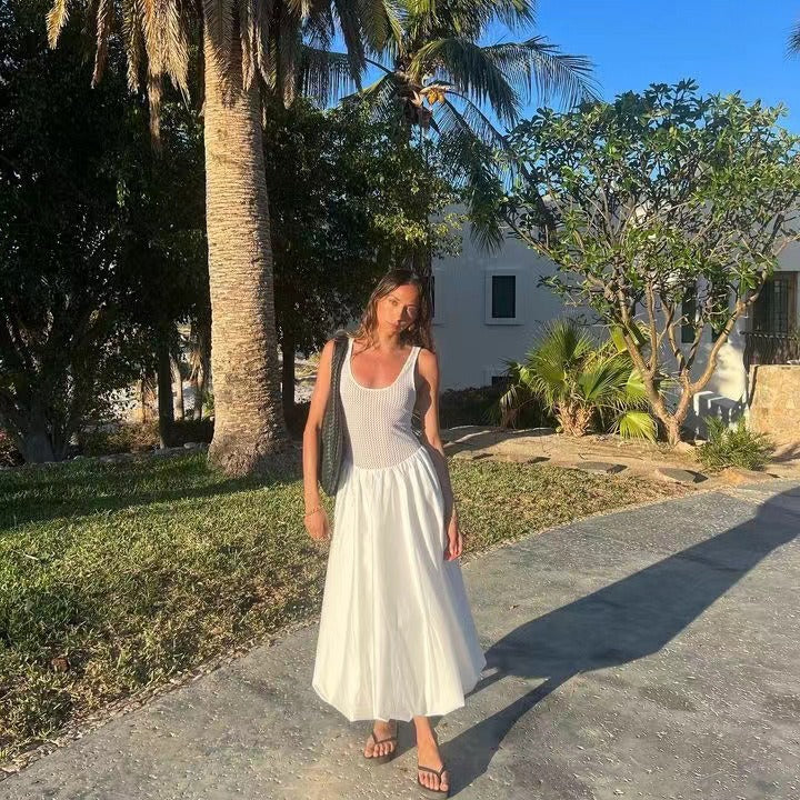 Sweet Stitching Fake Two-piece Slim Temperament Dresses