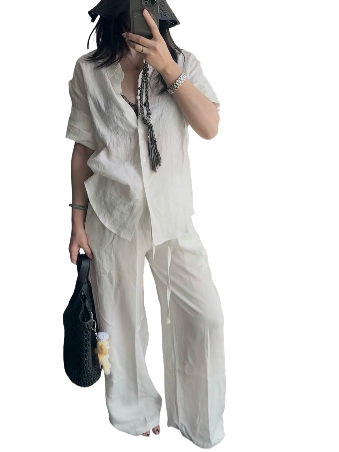 Women's Relaxed Lazy French Style Vacation Sense Linen Handmade Shorts