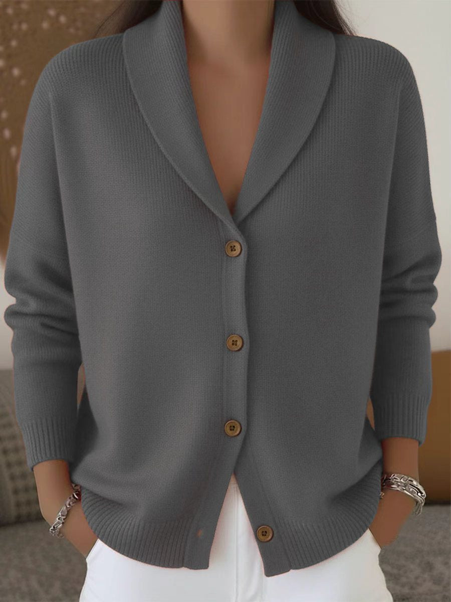 Women's Lazy Style Lapel Button Solid Color Long Cardigans