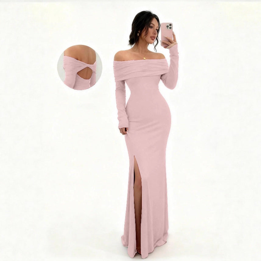 Autumn Long Sleeve Split Fashion Slim Dress
