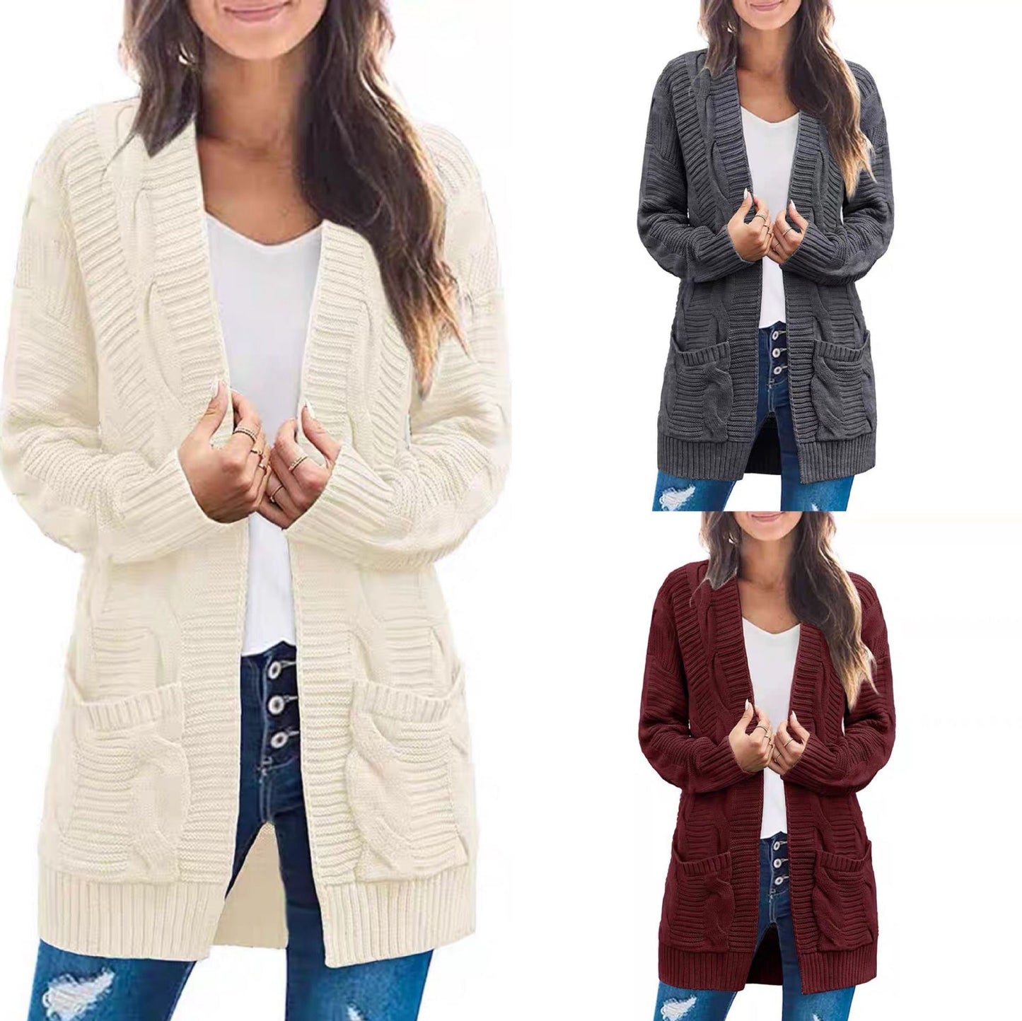 Cool Women's Twist Double Pocket Mid-length Coats