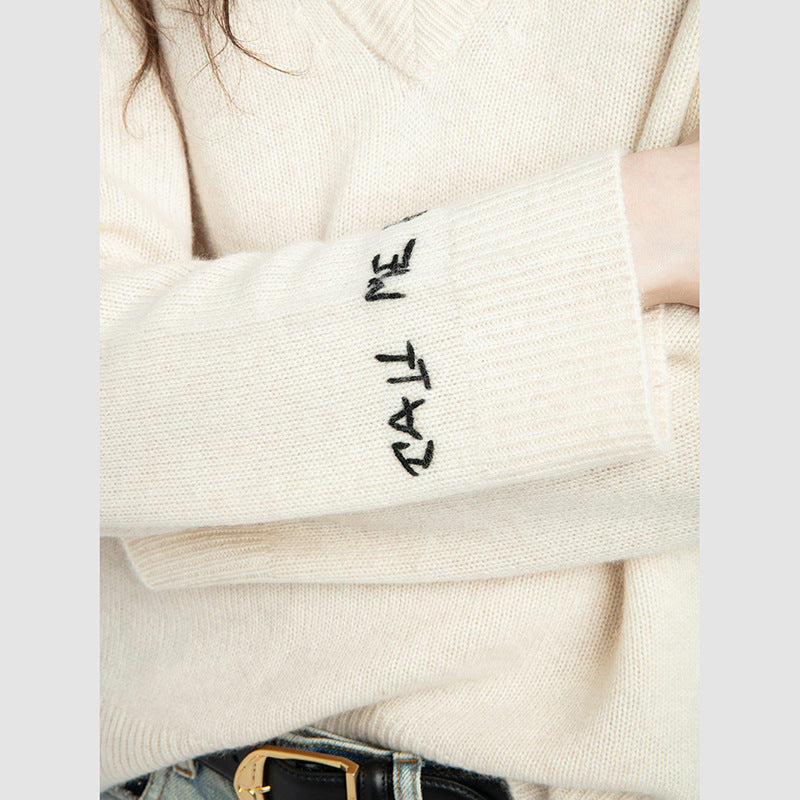 Women's French Niche Handmade Wool Embroidered Cashmere Sweaters