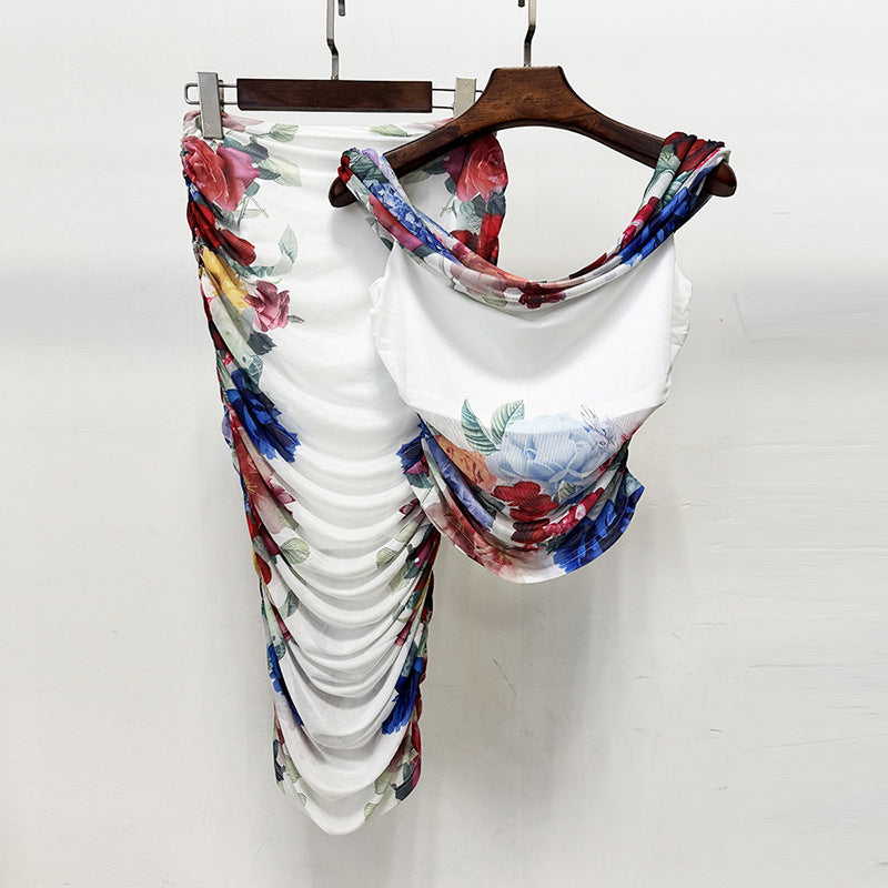 Attractive Graceful Mesh Floral Print Stretch Skirts