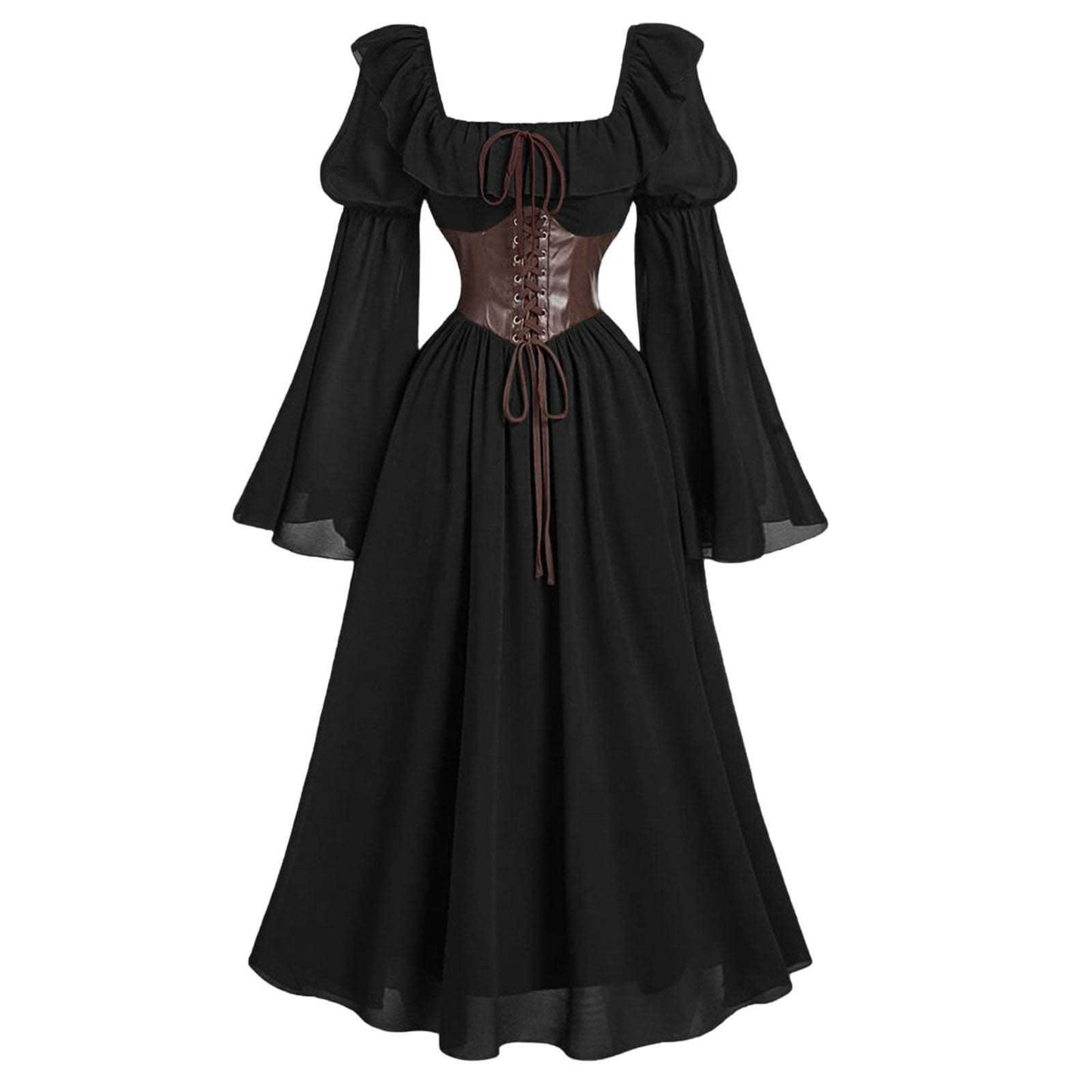 Women's Dress Flared Sleeve Waist Square Collar Dresses