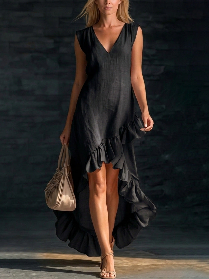 Women's Summer Sleeveless Flounce Vacation Style Slimming Dress