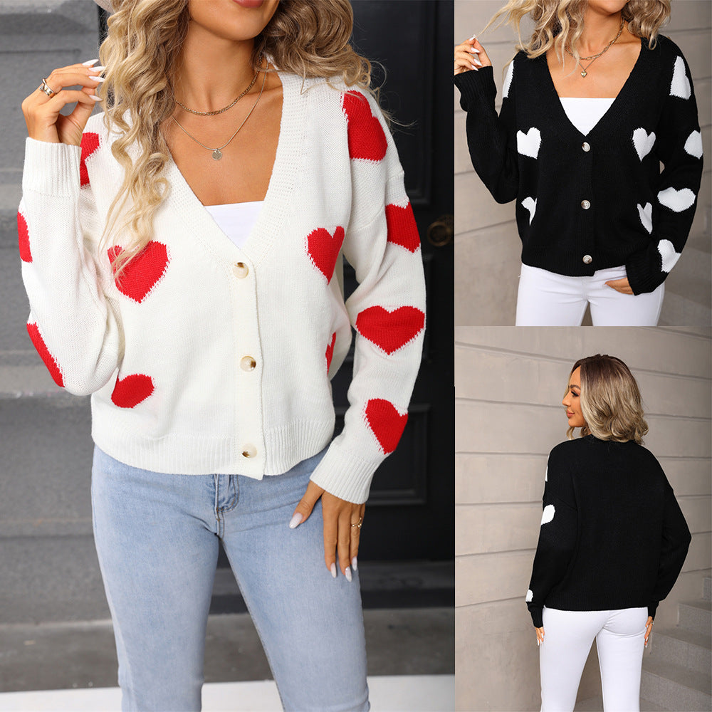 Women's Love Long-sleeved Knitted Valentine's Day Versatile Tops